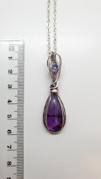 Halsband Delicious Double i 925 sterlingsilver med trapiche ametist och lila cubik zirkon