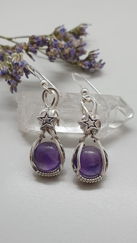 Örhängen Star i 925 sterlingsilver med ametister