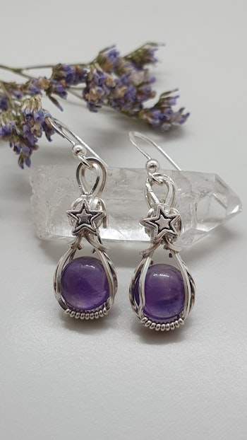 Örhängen Star i 925 sterlingsilver med ametister