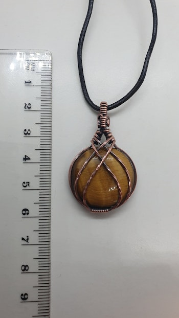 Halsband Criss Cross i koppar med tigeröga