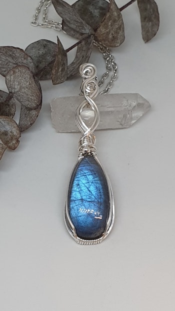 Halsband Delicious Double i 925 sterlingsilver med labradorit och cat's eye månsten