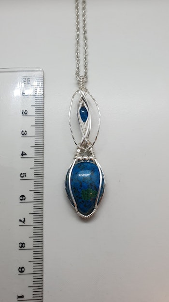Halsband Delicious Double i 925 sterlingsilver med krysokolla malakit och apatit