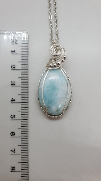 Halsband Swirly Pearls i 925 sterlingsilver med larimar