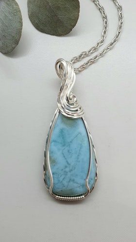 Halsband Swirly i 925 sterlingsilver med larimar