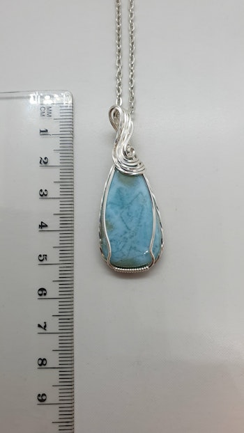 Halsband Swirly i 925 sterlingsilver med larimar