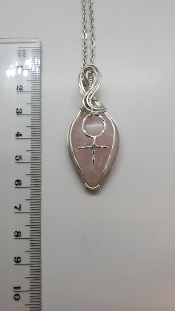 Halsband Swirly Woman i 925 sterlingsilver och rosenkvarts
