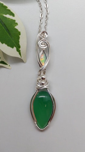 Halsband Delicious Double i 925 sterlingsilver med gröntonad agat och etiopisk opal