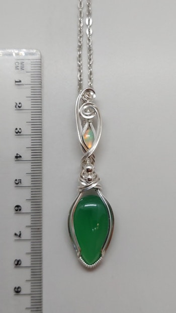 Halsband Delicious Double i 925 sterlingsilver med gröntonad agat och etiopisk opal