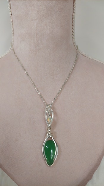 Halsband Delicious Double i 925 sterlingsilver med gröntonad agat och etiopisk opal