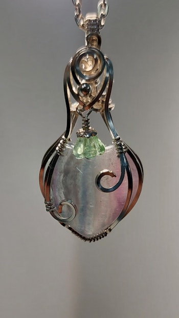 Halsband Swirly Heart i 925 sterlingsilver med fluorit