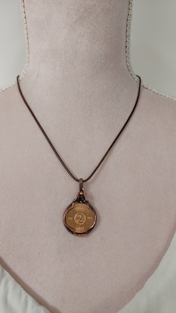 Halsband Coin i koppar med 2-öring från 1968