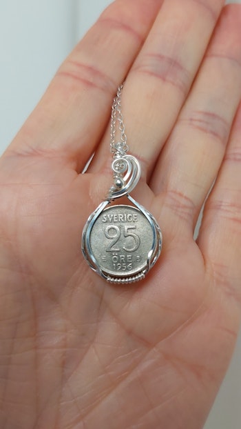 Halsband Coin i 925 sterlingsilver med 25-öring från 1956