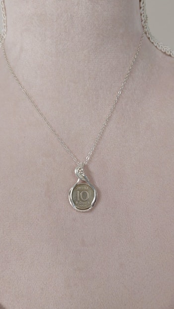 Halsband Coin i 925 sterlingsilver med 10-öring från 1956