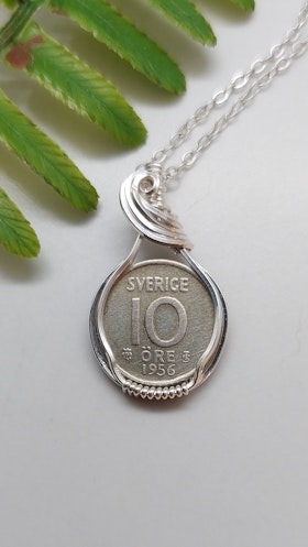 Halsband Coin i 925 sterlingsilver med 10-öring från 1956