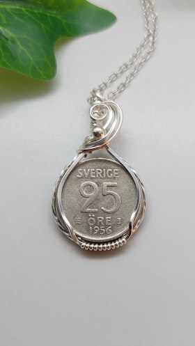 Halsband Coin i 925 sterlingsilver med 25-öring från 1956