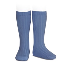 CÓNDOR - Wide Rib Basic Knee Socks Bluish