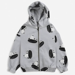 Bobo Choses Doggie all over zipped hoodie gray violet