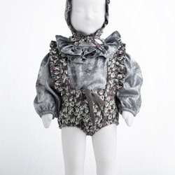Tocoto Vintage Coulotte With Suspenders Flower dark grey