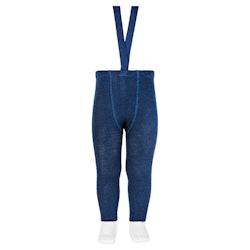 CÓNDOR - Merino Wool-Blend Leggings W/Elastic Suspenders Navy Blue