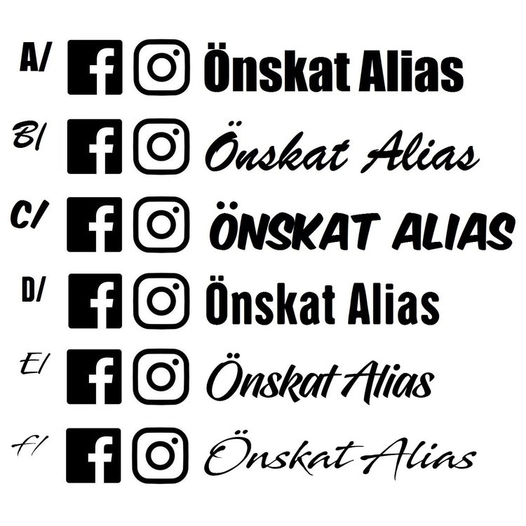 Dekal - Instagram & Facebook alias