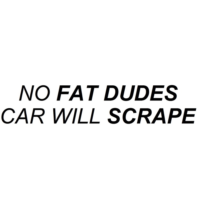 Dekal - NO FAT DUDES CAR WILL SCRAPE
