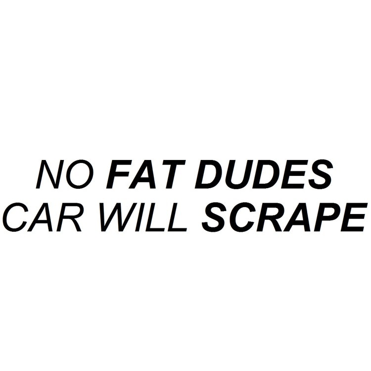Dekal dekaler klistermärke no fat dudes car will scrape
