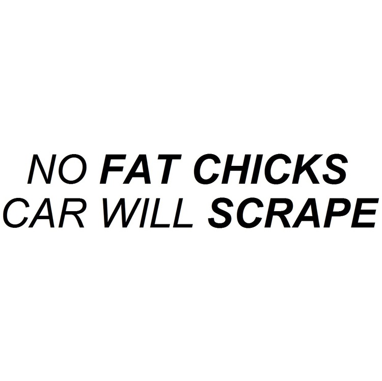 Dekal - NO FAT CHICKS CAR WILL SCRAPE