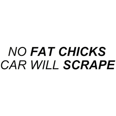 Dekal - NO FAT CHICKS CAR WILL SCRAPE