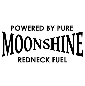Dekal dekaler klistermärke powered by moonshine redneck fuel