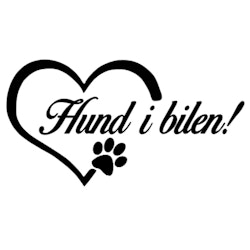 Dekal - Hund i bilen! i hjärta