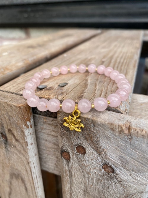 Armband – Rosenkvarts & lotus