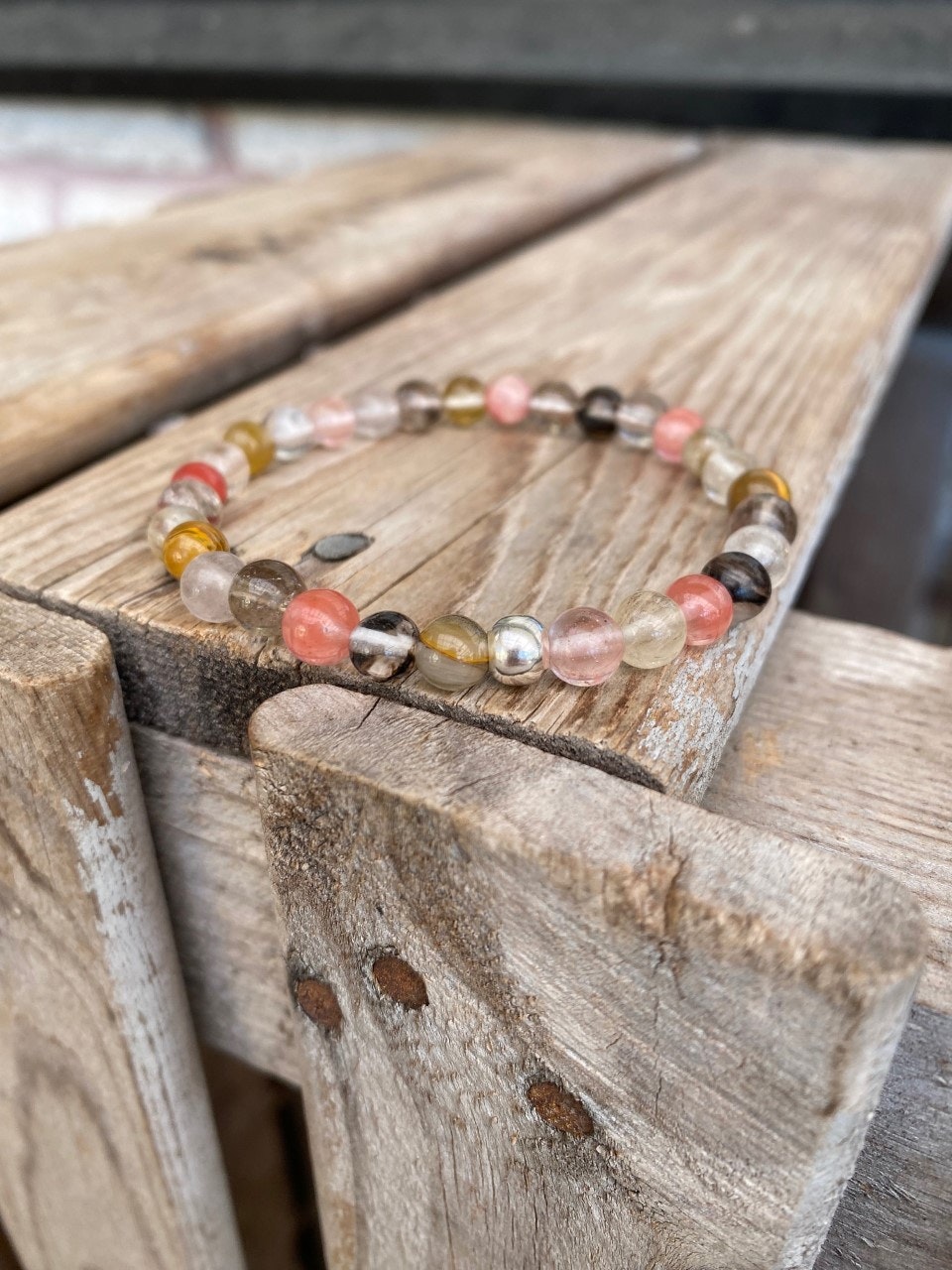 Armband – Vattenmelonkvarts & silverpärla