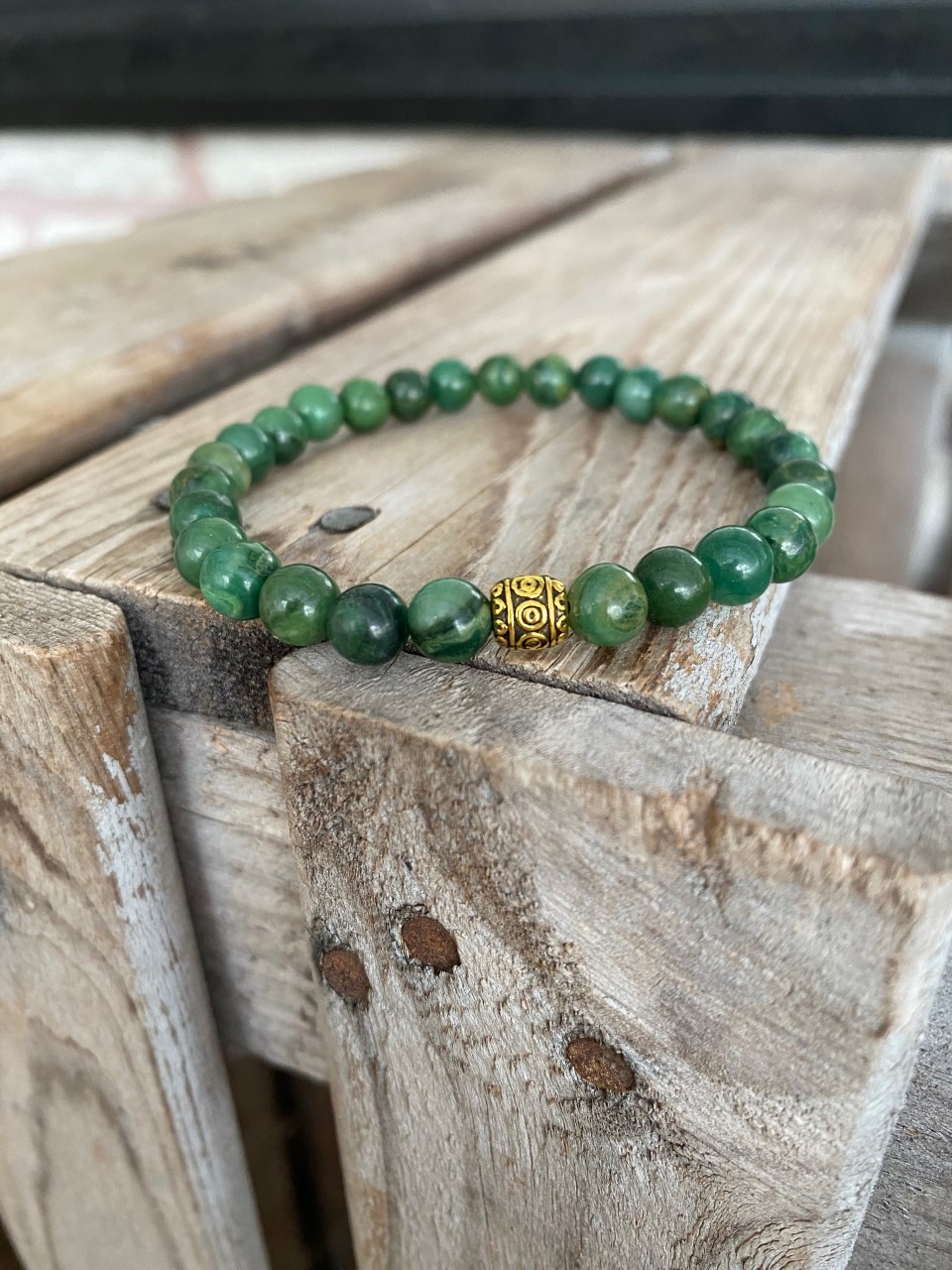 Armband – Afrikansk jade & guldpärla