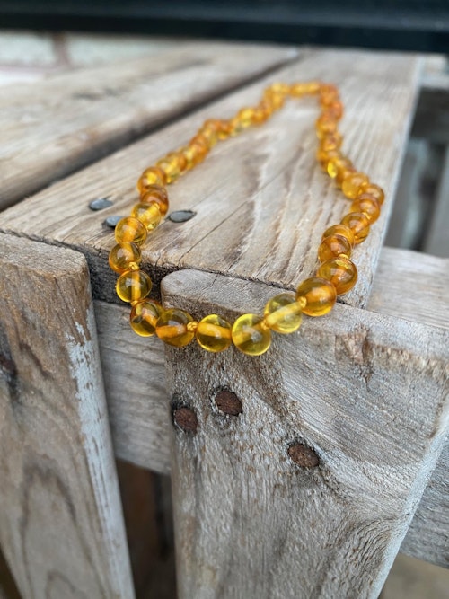 Kort halsband (40 cm) – Bärnsten, ljus, polerad