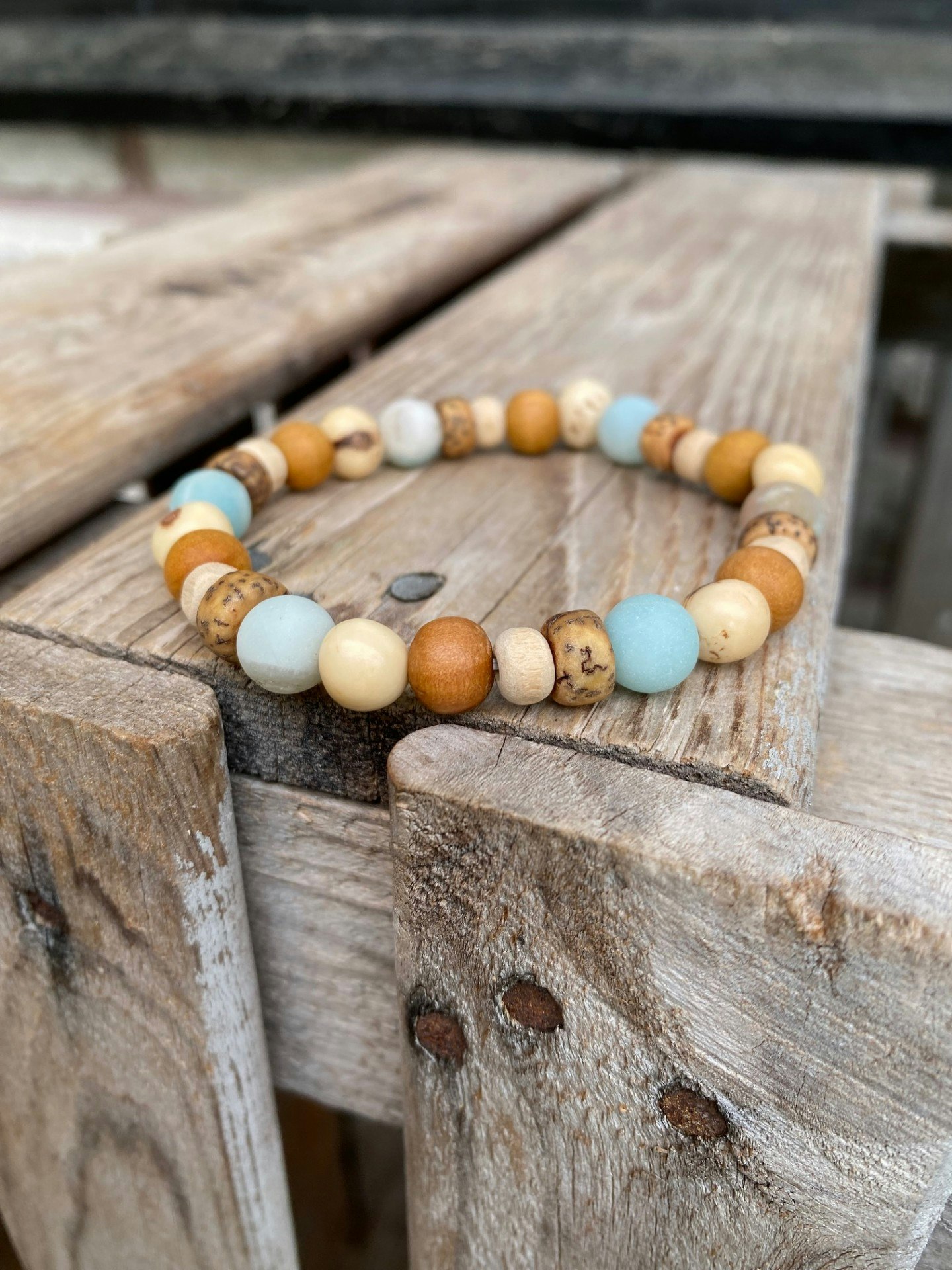 Armband – Sandelträ, amazonit, acai, nöt & neem