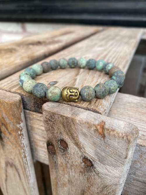 Armband – Afrikansk turkos & buddha