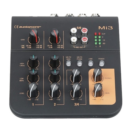 AUDIOPHONY | Mi 3 - 4 kanals Mixer (2 Mic + 2 Stereo)