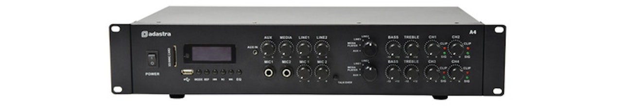 Adastra | A4 2-Zons Stereo PA-Förstärkare + BT, 800W RMS