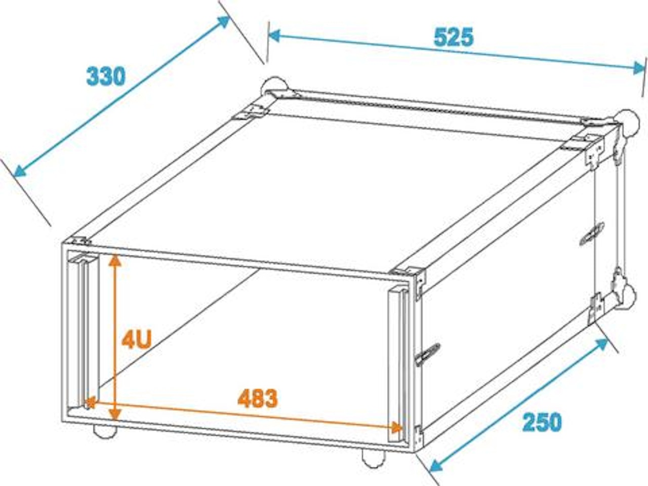 Rackcase - 4HE / Trä Effekt/Grund (24 cm)