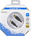 Deltaco USB 2.0 kabel Typ A hane - Typ B hane 3m