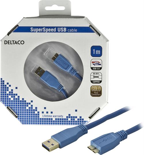 Deltaco USB 3.0 kabel Typ A ha - Typ Micro B ha 1m