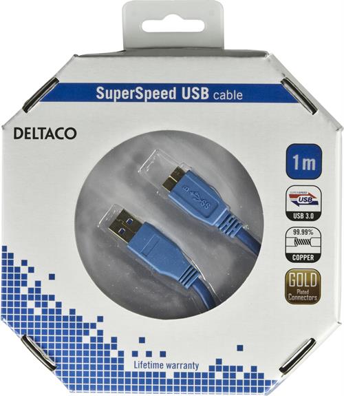 Deltaco USB 3.0 kabel Typ A ha - Typ Micro B ha 1m