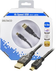 Deltaco USB 2.0 kabel Typ A ha - Typ Mini B ha 0,5m