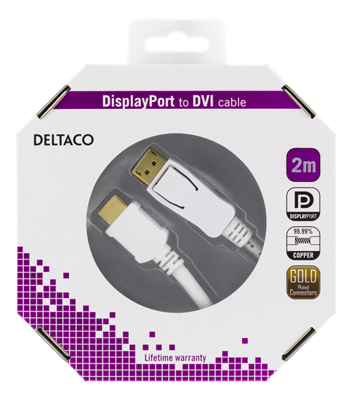 Deltaco DisplayPort till HDMI monitorkabel med ljud, Ultra HD 2m