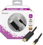 Deltaco Mini DisplayPort till HDMI-monitorkabel med ljud, Full HD