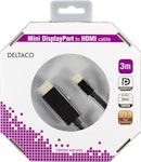 Deltaco Mini DisplayPort till HDMI-monitorkabel med ljud, Full HD