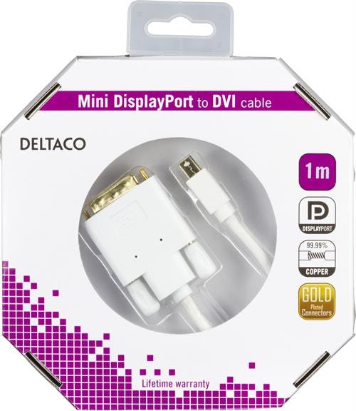 Deltaco Mini DisplayPort till DVI-I Dual Link adapter