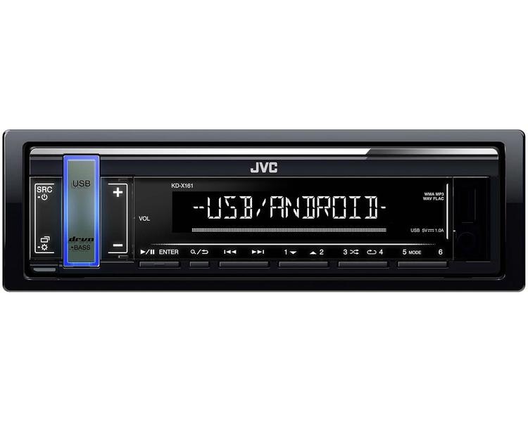 JVC KD-X161 Enkeldin, USB/AUX på front, kort chassi, 4x50W