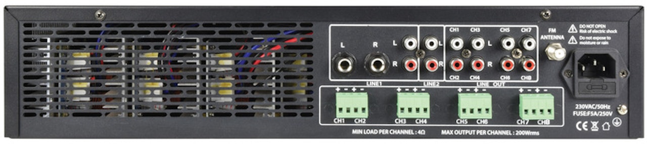 Adastra | A8 - 4-Zons Stereo PA-Förstärkare + BT (1600W RMS)