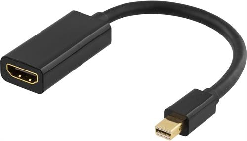 DELTACO Mini DisplayPort till HDMI-adapter med ljud, 20-pin ha - 19-pin ho, guldpläterad, 4K, 0,2m, svart